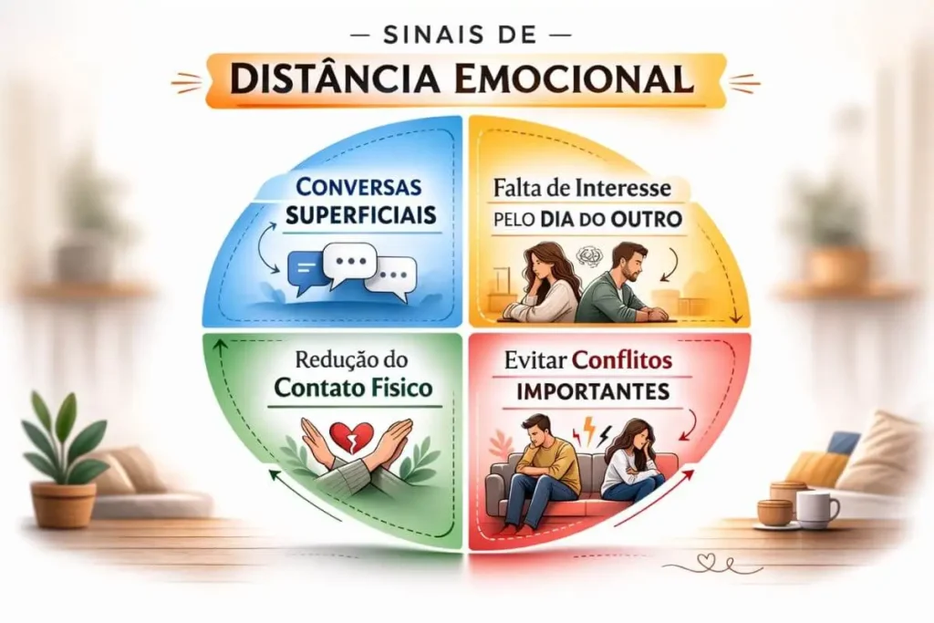 Gráfico mostrando principais sinais de distância emocional no relacionamento.