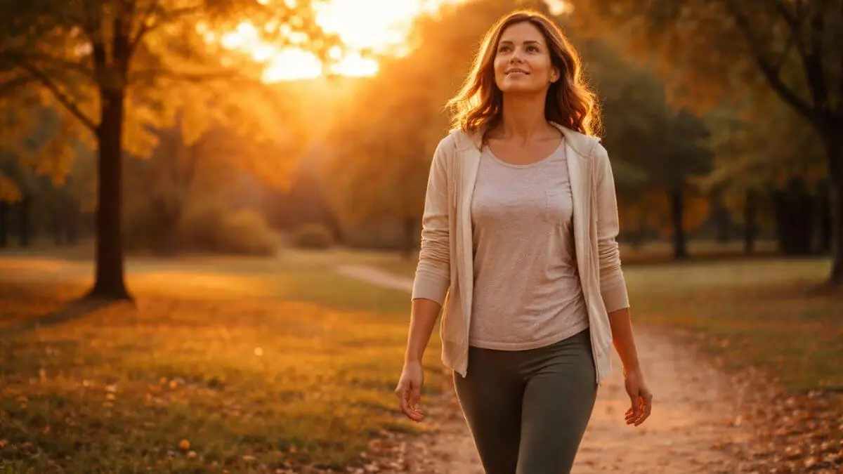 Caminhada ao ar livre ajudando a aliviar sintomas de ansiedade.