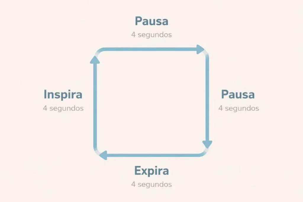 ilustração simples representando respiração quadrada com contagem