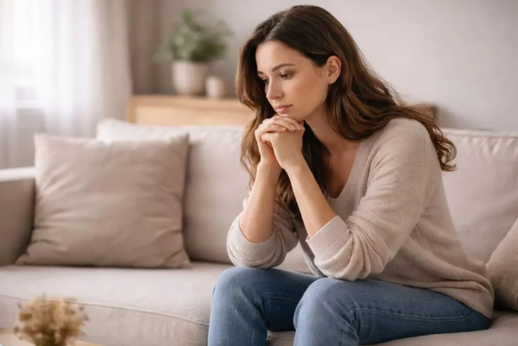 Pessoa refletindo sobre suas atitudes no relacionamento