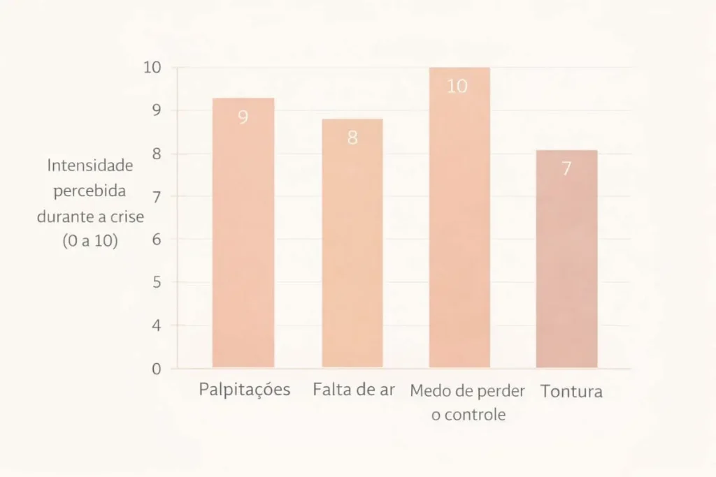 gráfico sobre sintomas percebidos em crise de ansiedade