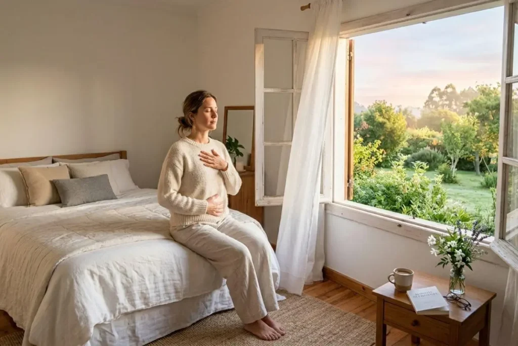 respiração consciente para aliviar ansiedade ao acordar