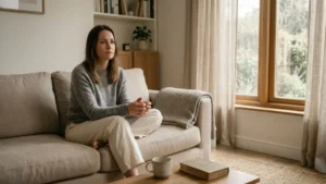 mulher refletindo sobre viver no automático há tempo demais